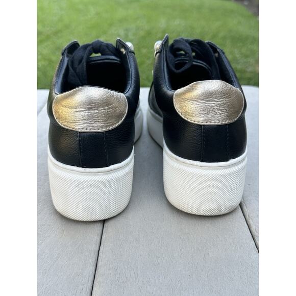 Size 6.5 - Alex Marie Wrenna Pearl Stud - Black Leather / Gold Heel - Picture 10 of 12